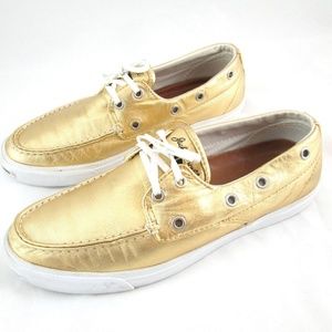 Jack Purcell Gold Leather Boat Shoes Slip On 9